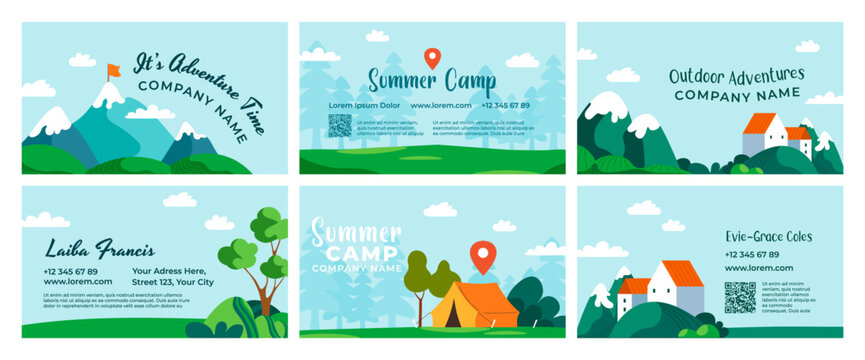 Business card set for summer camp promotion