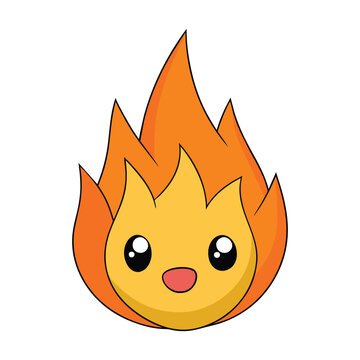 fire flame icon. fire flame cute emoji character isolated on a white background.