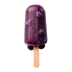 Purple grape popsicle, isolated on transparent background.