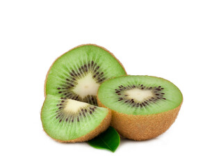 Kiwi fruit slices isolated on a white background