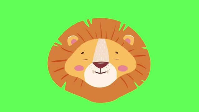 lion face animation. lion icon animation. lion cartoon animation. 