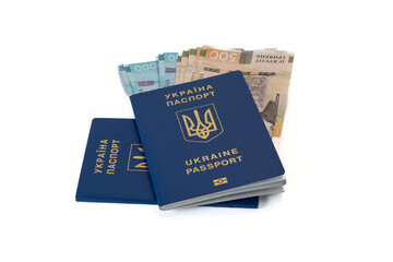 Ukrainian international biometric passport with cash