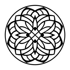 Intricate outline icon of an abstract mandala pattern in vector, ideal for artistic designs.