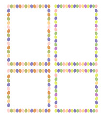 Easter eggs border frame with space for text. Banners with decorated eggs on white background. - 771989513