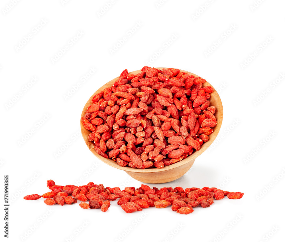 Wall mural Dried goji berries isolated on a white background