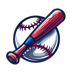 3d illustration of a baseball bat and ball logo isolated on a white transparent background