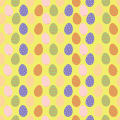 Vector colored easter eggs seamless pattern. Easter holidays on beige background. - 771992124
