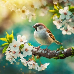 Spring Blossom Symphony: Beautiful Cherry Flowers Illuminate Bright Natural Background"