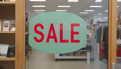 Sale sign in a shop. Store. Discount. Cut price. Indoor, 