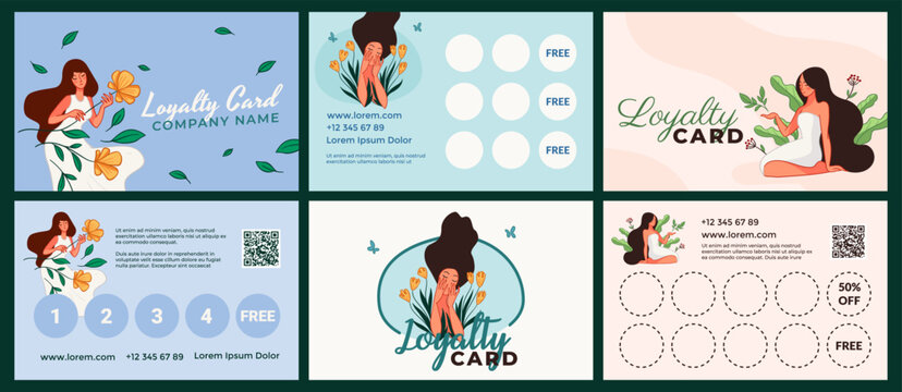 Loyalty card design set for beauty procedures