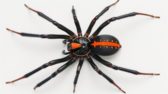 Redback spider on a white background. Dangerous insect.