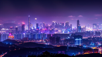 China city architecture night scenery,created with Generative AI tecnology.