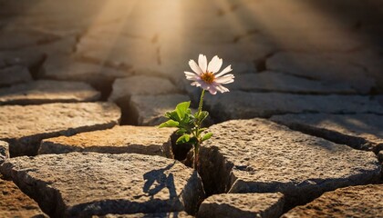 Nature's Resilience: Flowering Hope Amidst Stone Cracks"