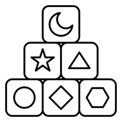 Illustration of Block Shape design Line Icon