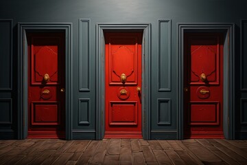 a row of red doors