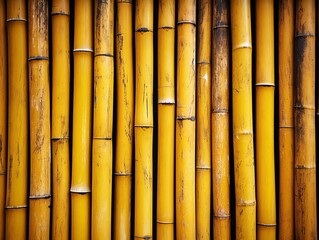 a group of yellow bamboo poles