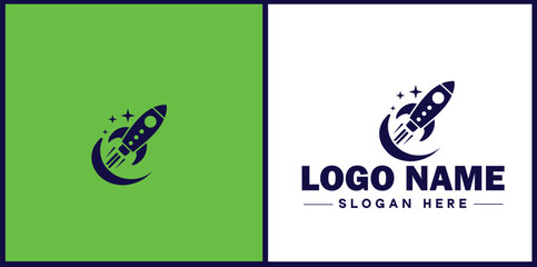Rocket fast space flying logo icon vector for business brand app icon rocket logo template