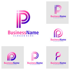 Set of Letter P logo design vector. Creative Initial P logo concepts template
