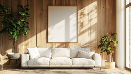 Sunlit Room with a White Picture Frame