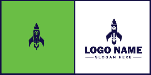 Rocket fast space flying logo icon vector for business brand app icon rocket logo template