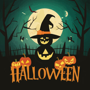 Scary Pumpkin Vector Icon background illustration  