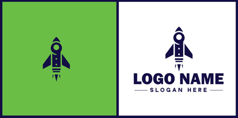 Fototapeta premium Rocket fast space flying logo icon vector for business brand app icon rocket logo template