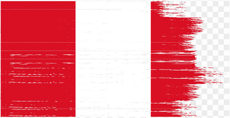 Peru flag with brush paint textured isolated  on png or transparent background. vector illustration - obrazy, fototapety, plakaty