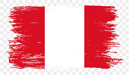 Peru flag with brush paint textured isolated  on png or transparent background. vector illustration