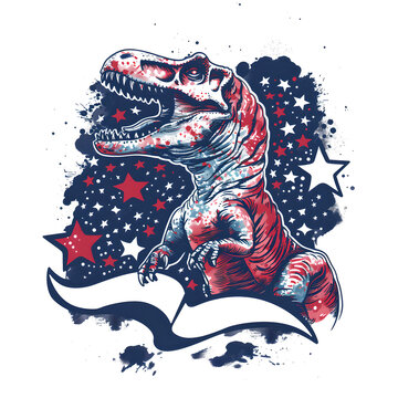 patriotic T-Rex themed t-shirt design, logo with a white background