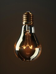 Close up of light bulb with gold base