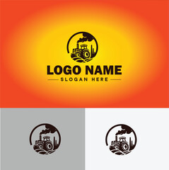 Tractor farm agriculture logo icon vector for business brand app icon farm industries machinery Tractor logo template