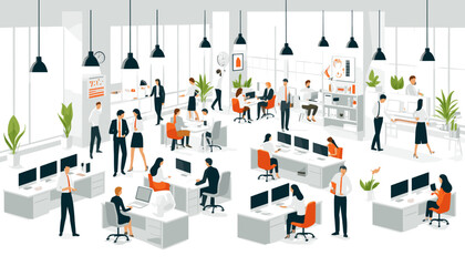Image concept of an innovative workspace for creative professionals. Vector illustration.