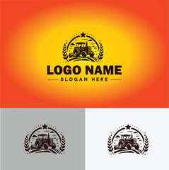 Tractor farm agriculture logo icon vector for business brand app icon farm industries machinery Tractor logo template