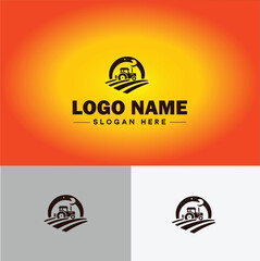 Tractor farm agriculture logo icon vector for business brand app icon farm industries machinery Tractor logo template