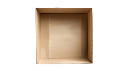A brown cardboard box, view from above, isolated on a transparent background
