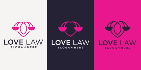 Vector lawyer logo with love concept justice law creative vector