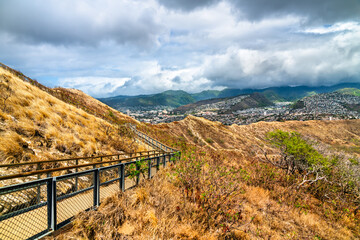 Fototapeta na wymiar Diamond Head Lookout Trail on Oahu Island in Hawaii