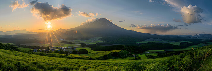 Breathtaking Sunset View in Aso-san Volcano: The Rustic Charm of Kyushu's Scenic Landscapes