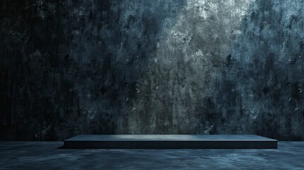 Wall with stage for product display on dark background  - obrazy, fototapety, plakaty