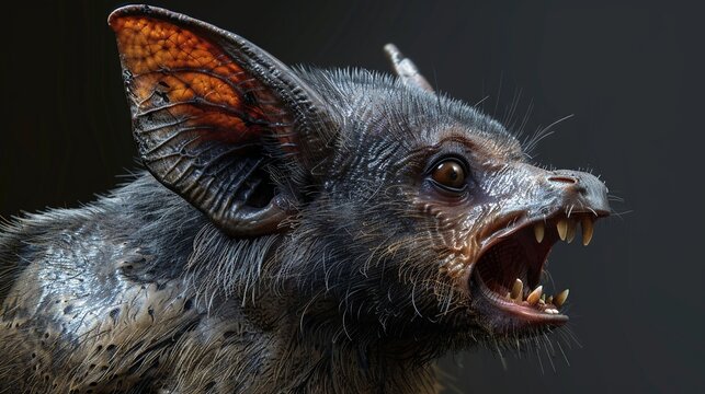 portrait of a angry fruitbat from the side 