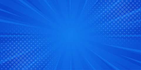 Blue gradient abstract background. Blue comic sunburst effect background with halftone. Suitable for templates, banners, events, ads, sales, web, and pages