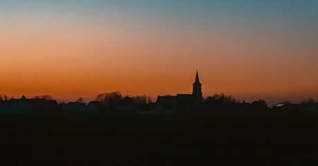 Fototapeta na wymiar Sunset near Schambach, Straubing-Bogen, Bavaria, Germany