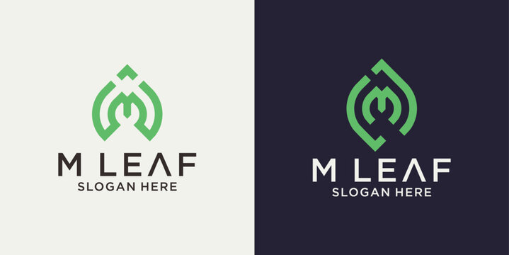 Logo letter m with a combination of leaf, for herbal, natural and fresh companies