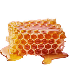 Honeyladen honeycomb, a sweet ingredient in baked goods and finger food dishes on a transparent background