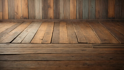Naklejka premium brown wooden floor and wall