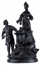 A purchased (consumer) figurine from the fairy tale "The Mistress of the Copper Mountain" made of cast iron in close-up on a white background
