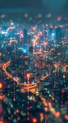 5G network nodes light up a smart city veins of a living organism