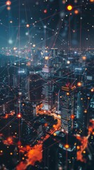 5G network nodes light up a smart city veins of a living organism