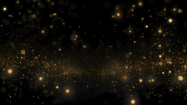 golden scattering lights on black background