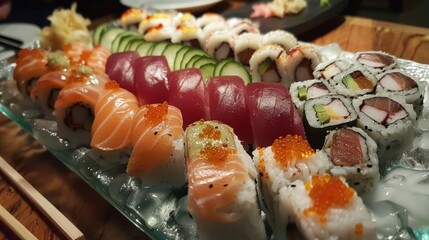 Antioxidant-rich meal featuring a variety of sushi